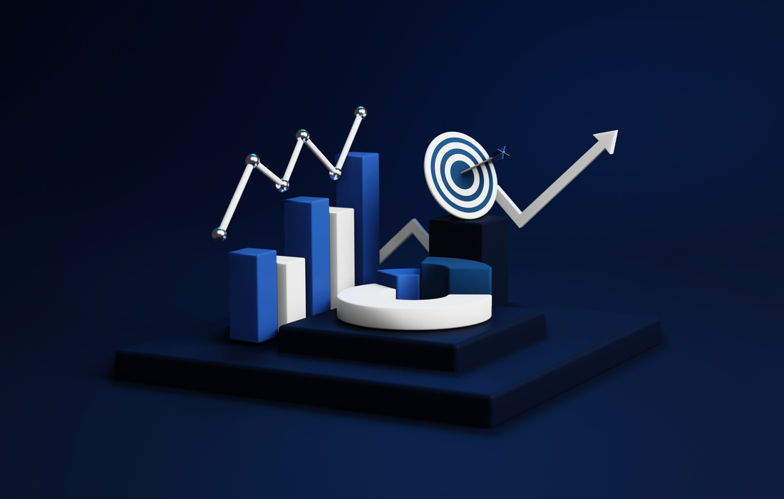Financial Data Analysis, Business Growth, 3d Infographic.